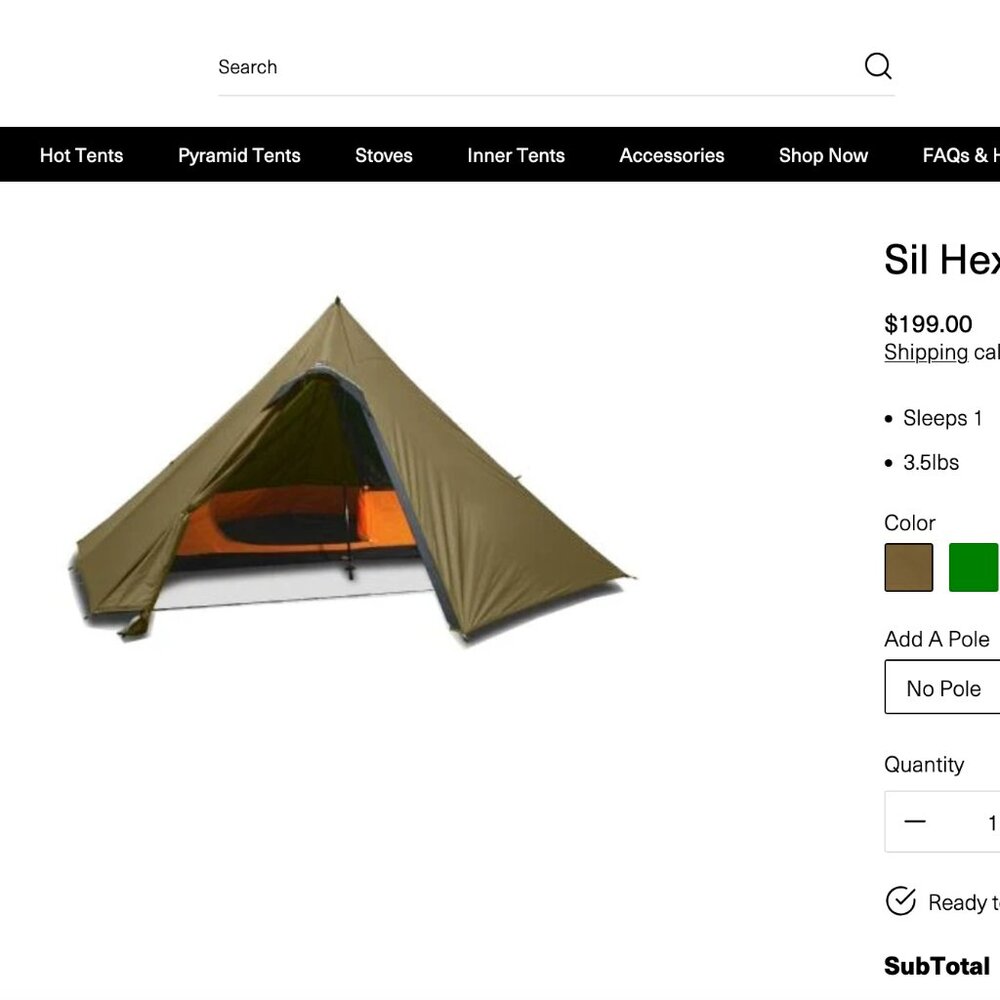 Luxe "Hexpeak V4a" 1 Person Ultralight Pyramid Tent and Inner Tent- never used